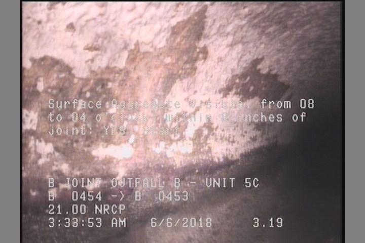 Surface Aggregate Visible, from 08 to 04 o'clock, within 8 inches of joint: YES, Start