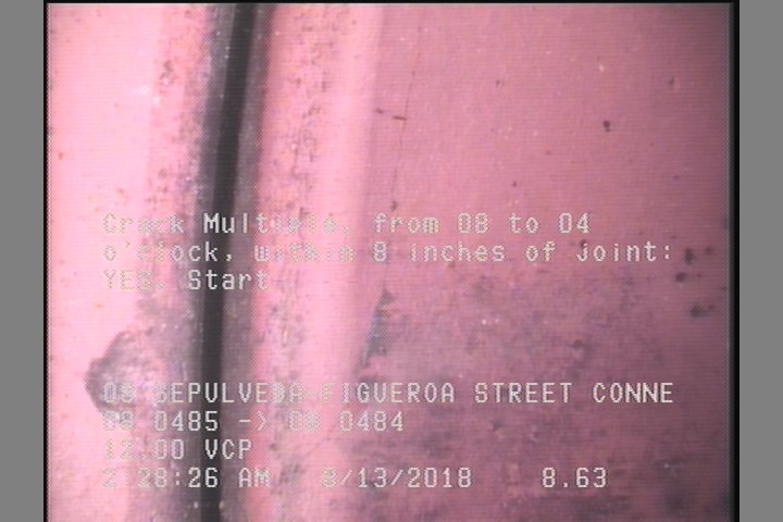 Crack Multiple, from 08 to 04 o'clock, within 8 inches of joint: YES, Start