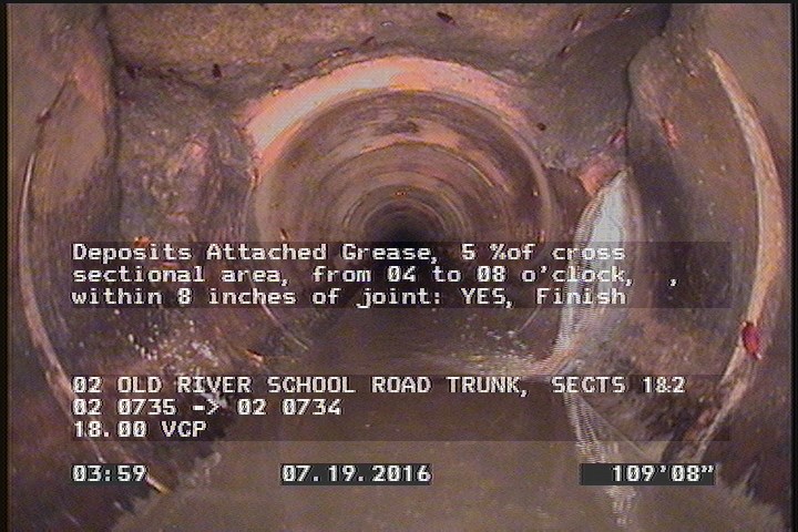 Deposits Attached Grease, 5 %of cross sectional area, from 04 to 08 o'clock, , within 8 inches of joint: YES, Finish