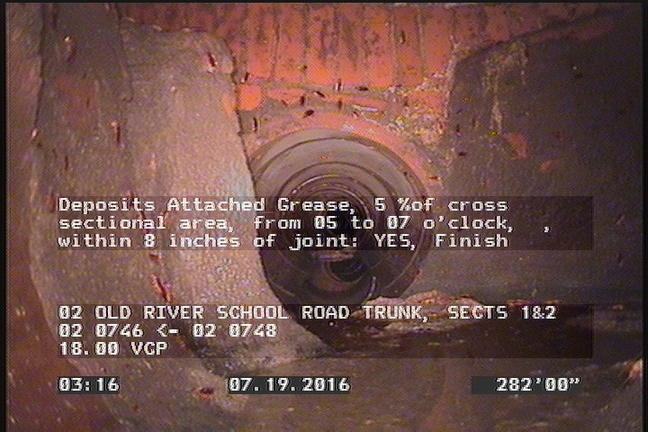 Deposits Attached Grease, 5 %of cross sectional area, from 05 to 07 o'clock, , within 8 inches of joint: YES, Finish
