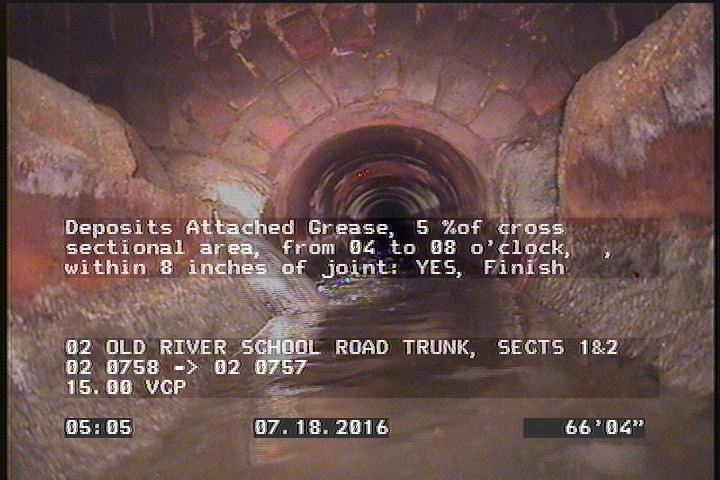 Deposits Attached Grease, 5 %of cross sectional area, from 04 to 08 o'clock, , within 8 inches of joint: YES, Finish