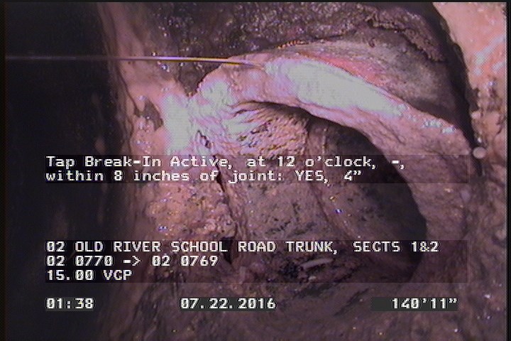 Tap Break-In Active, at 12 o'clock, -, within 8 inches of joint: YES, 4"