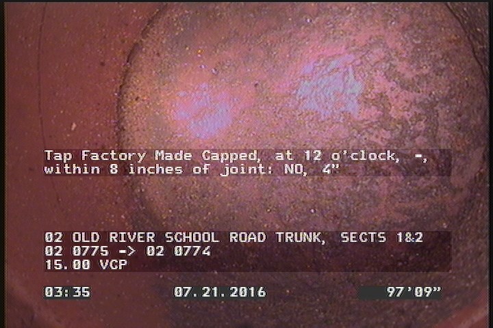 Tap Factory Made Capped, at 12 o'clock, -, within 8 inches of joint: NO, 4"
