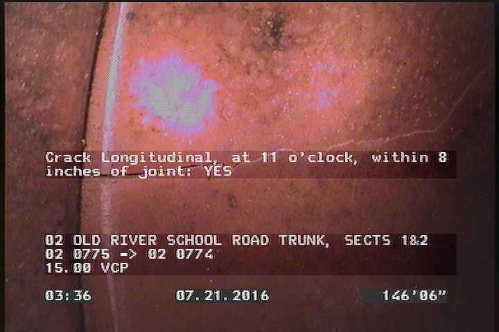 Crack Longitudinal, at 11 o'clock, within 8 inches of joint: YES