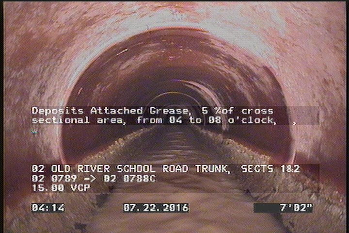 Deposits Attached Grease, 5 %of cross sectional area, from 04 to 08 o'clock, , within 8 inches of joint: YES, Start