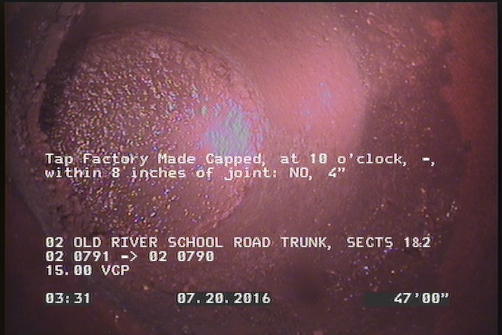 Tap Factory Made Capped, at 10 o'clock, -, within 8 inches of joint: NO, 4"