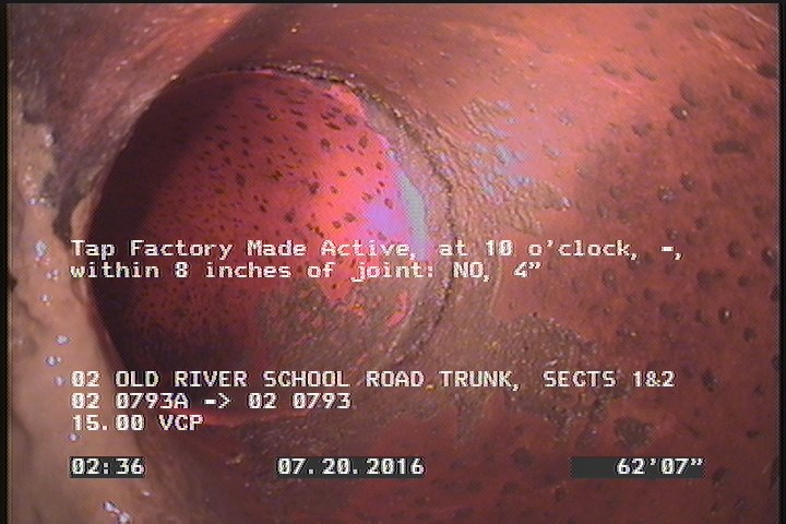 Tap Factory Made Active, at 10 o'clock, -, within 8 inches of joint: NO, 4"