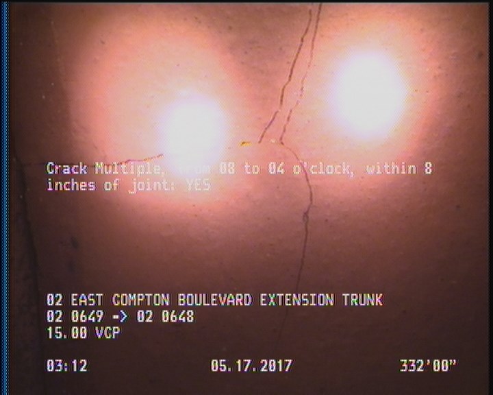 Crack Multiple, from 08 to 04 o'clock, within 8 inches of joint: YES
