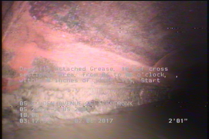 Deposits Attached Grease, 10 %of cross sectional area, from 04 to 08 o'clock, , within 8 inches of joint: YES, Start