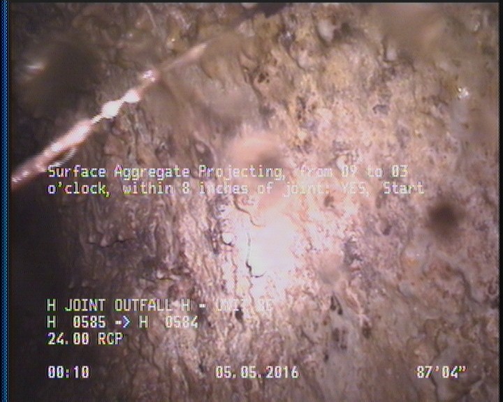 Surface Aggregate Projecting, from 09 to 03 o'clock, within 8 inches of joint: YES, Start