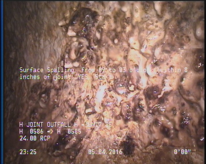 Surface Spalling, from 09 to 03 o'clock, within 8 inches of joint: YES, Start