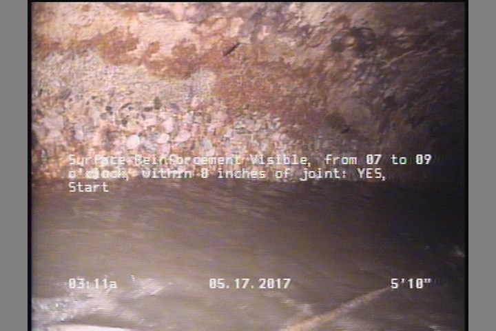 Surface Reinforcement Visible, from 07 to 09 o'clock, within 8 inches of joint: YES, Start