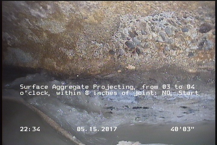 Surface Aggregate Projecting, from 03 to 04 o'clock, within 8 inches of joint: NO, Start