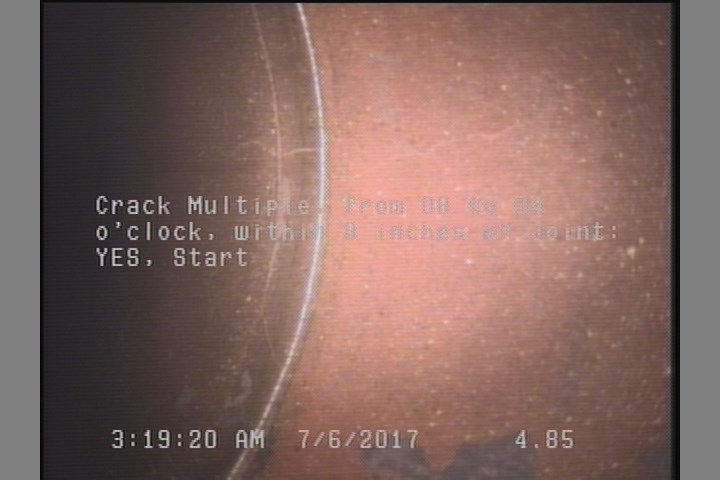 Crack Multiple, from 08 to 04 o'clock, within 8 inches of joint: YES, Start
