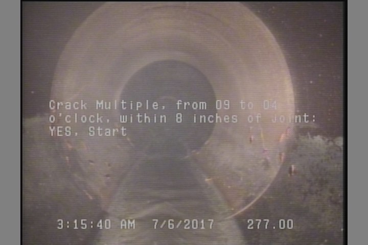 Crack Multiple, from 09 to 04 o'clock, within 8 inches of joint: YES, Start