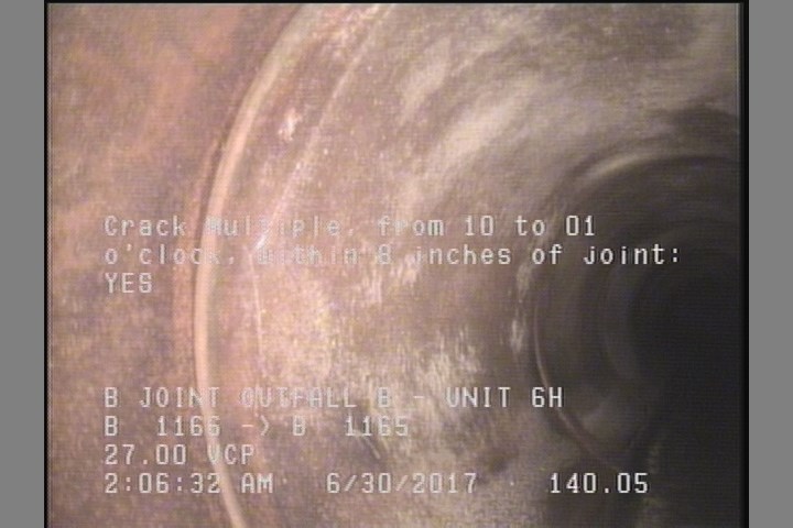 Crack Multiple, from 10 to 01 o'clock, within 8 inches of joint: YES