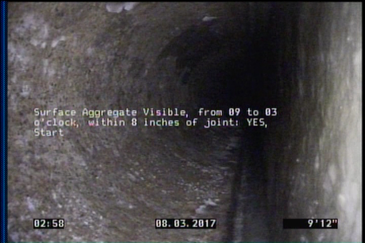 Surface Aggregate Visible, from 09 to 03 o'clock, within 8 inches of joint: YES, Start