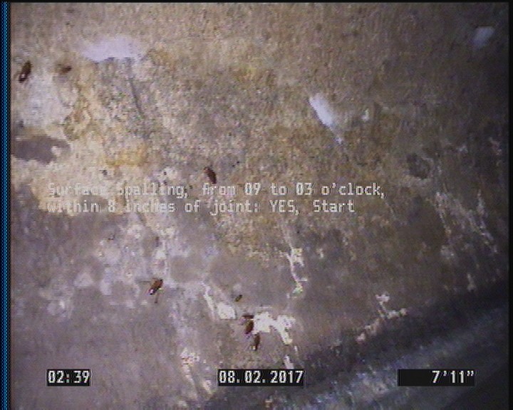 Surface Spalling, from 09 to 03 o'clock, within 8 inches of joint: YES, Start