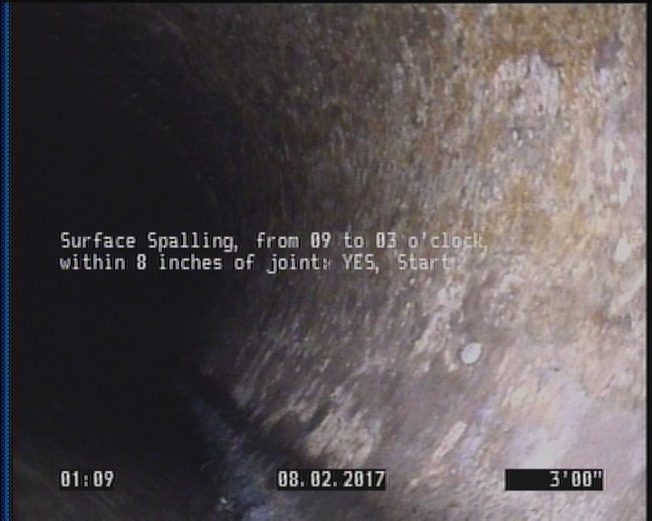 Surface Spalling, from 09 to 03 o'clock, within 8 inches of joint: YES, Start