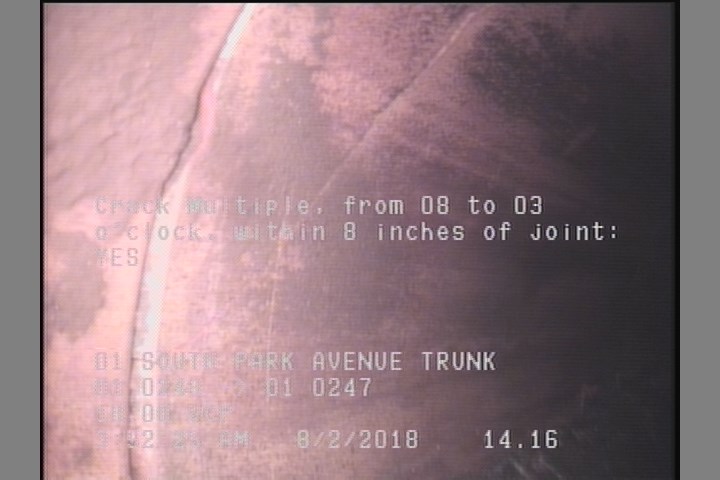 Crack Multiple, from 08 to 03 o'clock, within 8 inches of joint: YES