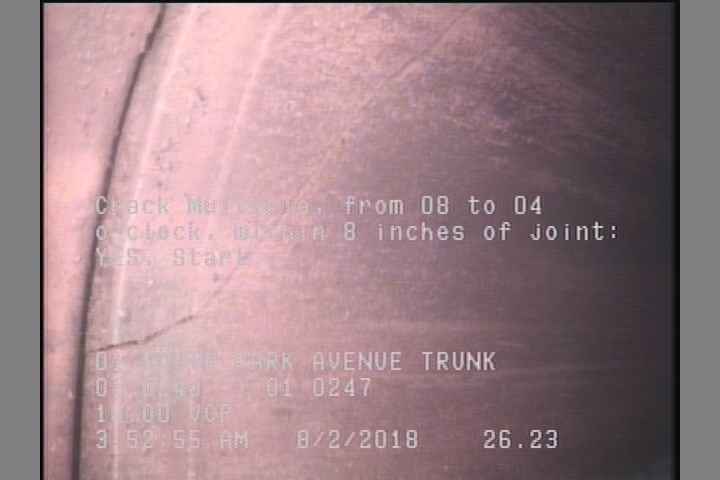 Crack Multiple, from 08 to 04 o'clock, within 8 inches of joint: YES, Start