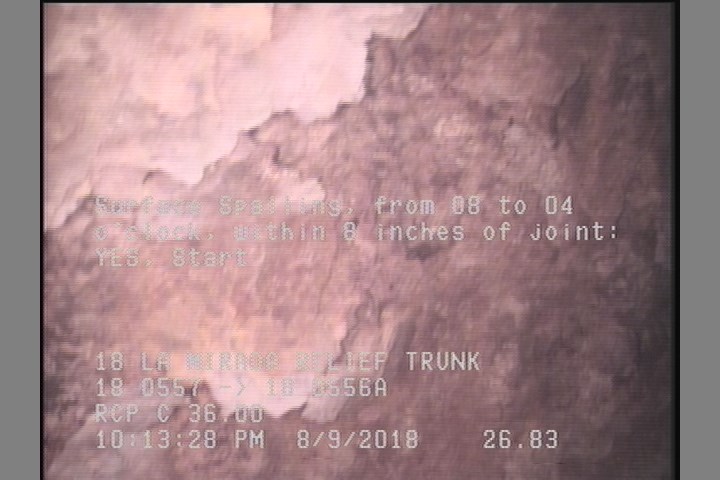Surface Spalling, from 08 to 04 o'clock, within 8 inches of joint: YES, Start