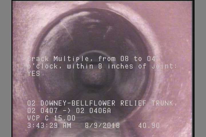 Crack Multiple, from 08 to 04 o'clock, within 8 inches of joint: YES