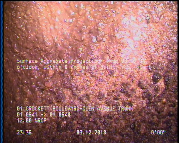 Surface Aggregate Projecting, from 08 to 04 o'clock, within 8 inches of joint: YES, Start
