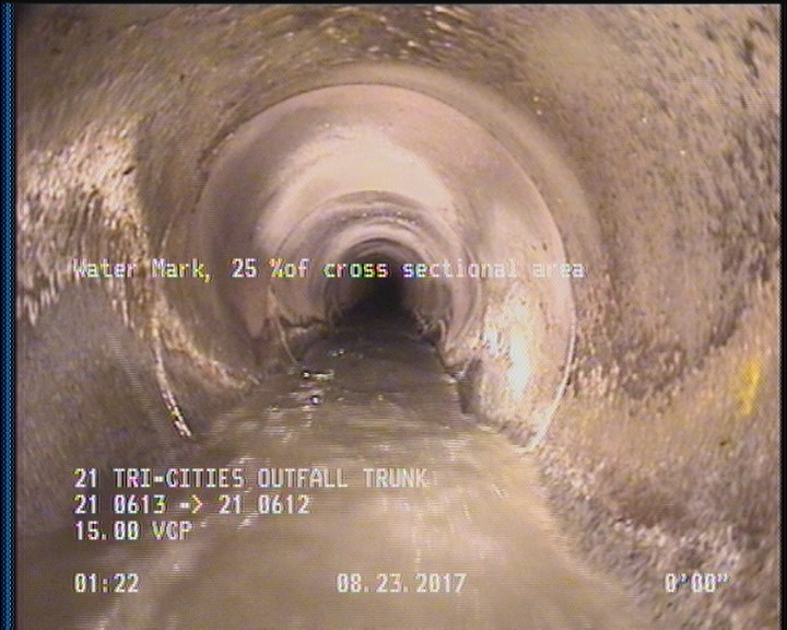 Deposits Attached Grease, 5 %of cross sectional area, from 04 to 08 o'clock, , within 8 inches of joint: YES, Start