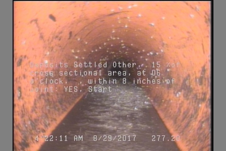 Deposits Settled Other, 15 %of cross sectional area, at 06 o'clock, , within 8 inches of joint: YES, Start