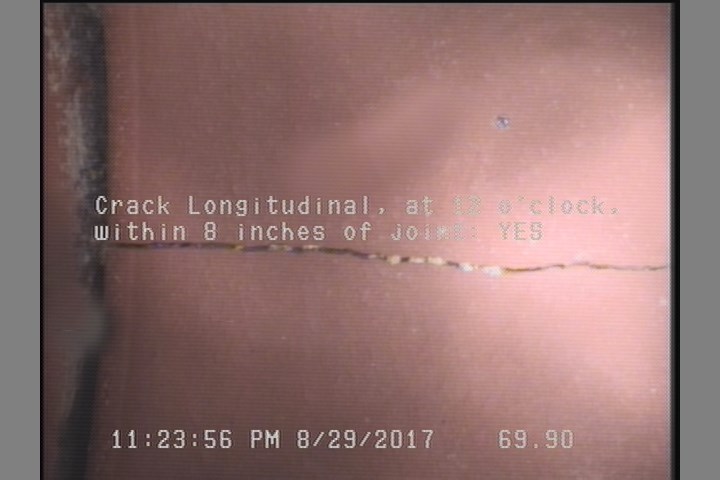 Crack Longitudinal, at 12 o'clock, within 8 inches of joint: YES