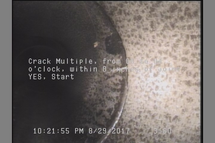 Crack Multiple, from 08 to 04 o'clock, within 8 inches of joint: YES, Start