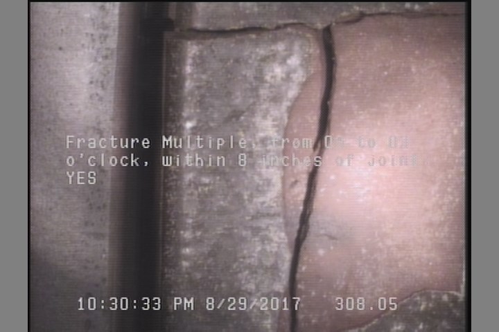 Fracture Multiple, from 09 to 03 o'clock, within 8 inches of joint: YES