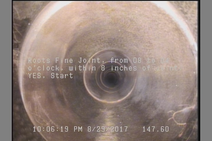 Roots Fine Joint, from 08 to 04 o'clock, within 8 inches of joint: YES, Start
