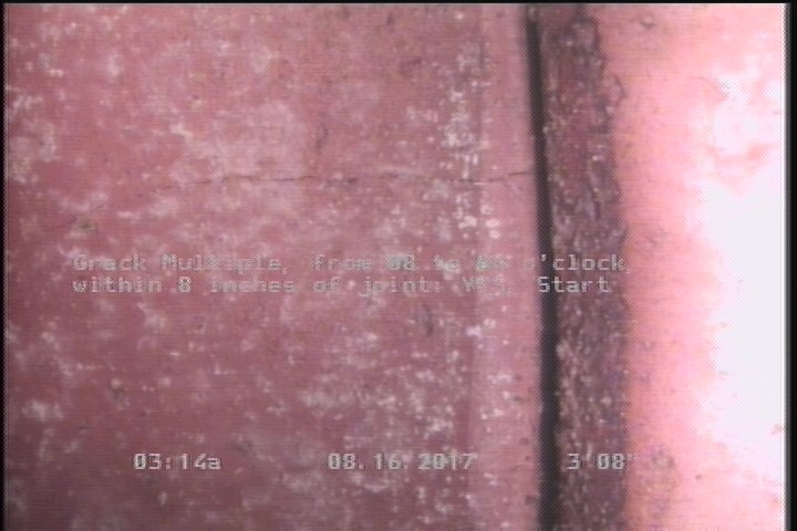 Crack Multiple, from 08 to 04 o'clock, within 8 inches of joint: YES, Start