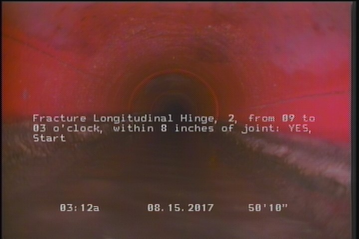Fracture Longitudinal Hinge, 2, from 09 to 03 o'clock, within 8 inches of joint: YES, Start