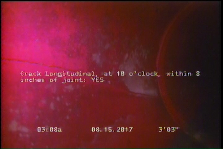 Crack Longitudinal, at 10 o'clock, within 8 inches of joint: YES