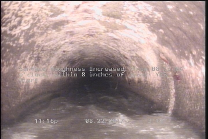 Surface Roughness Increased, from 08 to 04 o'clock, within 8 inches of joint: YES, Start