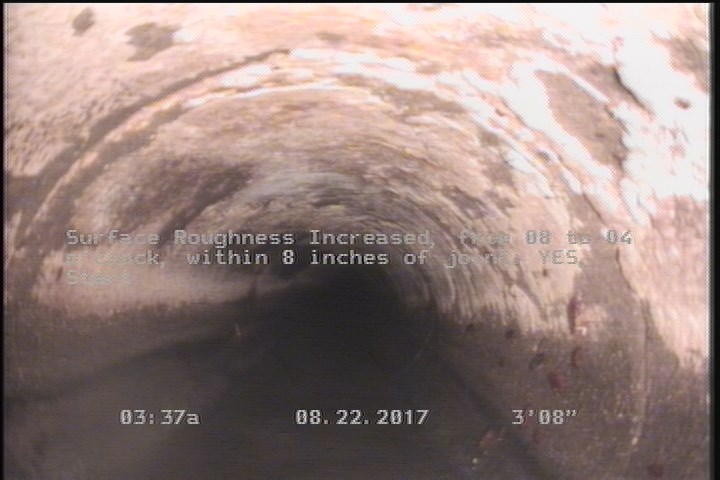Surface Roughness Increased, from 08 to 04 o'clock, within 8 inches of joint: YES, Start