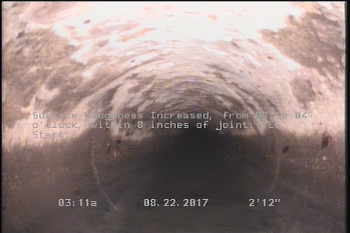 Surface Roughness Increased, from 08 to 04 o'clock, within 8 inches of joint: YES, Start