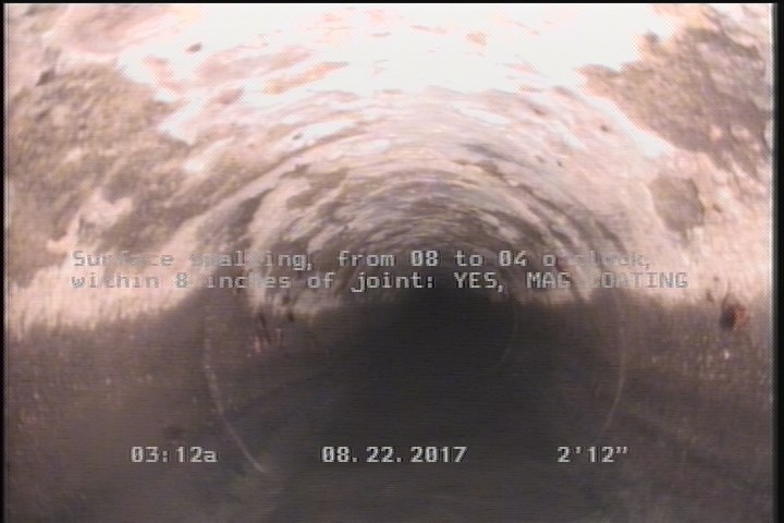 Surface Spalling, from 08 to 04 o'clock, within 8 inches of joint: YES, Start - MAG COATING