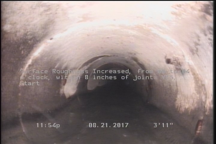 Surface Roughness Increased, from 08 to 04 o'clock, within 8 inches of joint: YES, Start