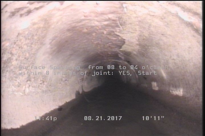 Surface Spalling, from 08 to 04 o'clock, within 8 inches of joint: YES, Start