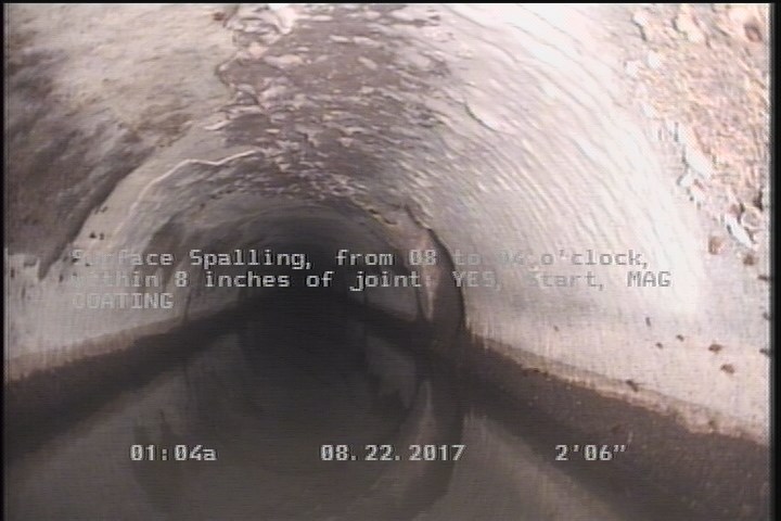 Surface Spalling, from 08 to 04 o'clock, within 8 inches of joint: YES, Start - MAG COATING