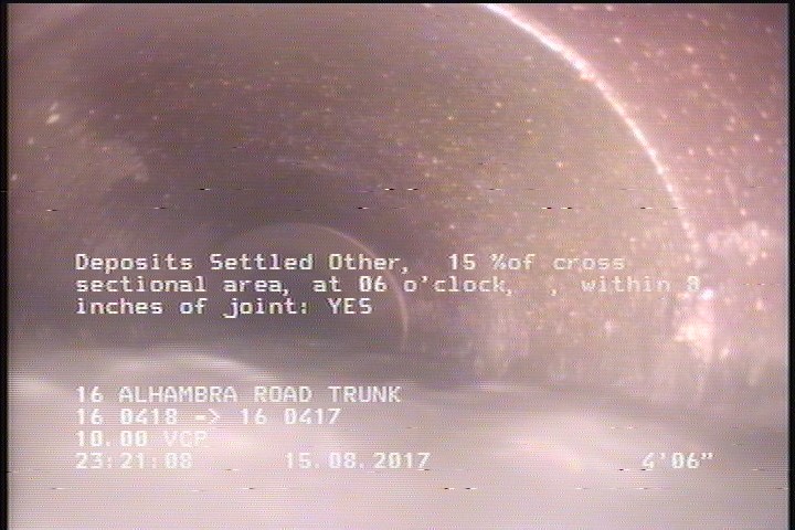 Deposits Settled Other, 15 %of cross sectional area, at 06 o'clock, , within 8 inches of joint: YES, Start