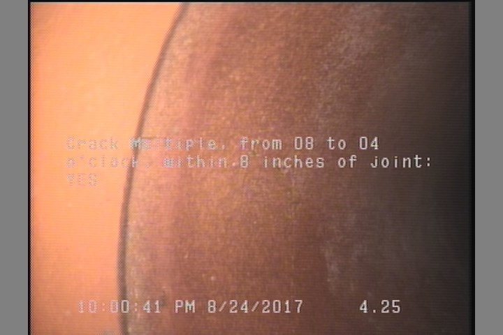 Crack Multiple, from 08 to 04 o'clock, within 8 inches of joint: YES