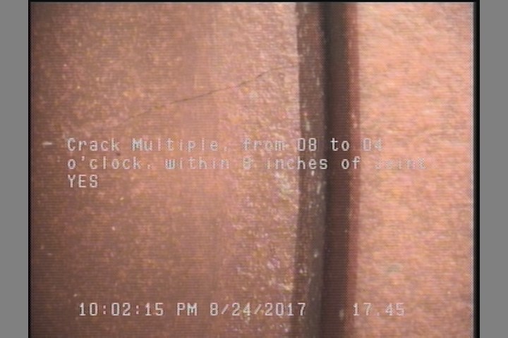Crack Multiple, from 08 to 04 o'clock, within 8 inches of joint: YES