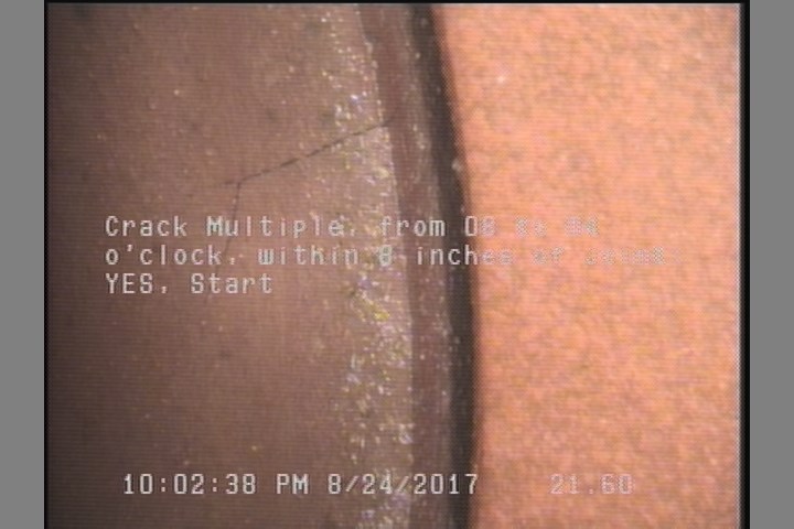 Crack Multiple, from 08 to 04 o'clock, within 8 inches of joint: YES, Start
