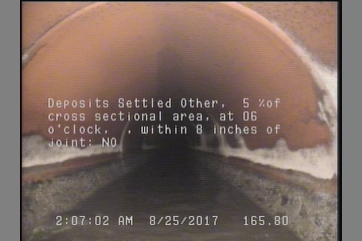 Deposits Settled Other, 5 %of cross sectional area, at 06 o'clock, , within 8 inches of joint: NO