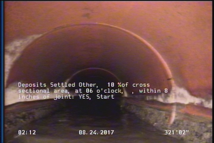 Deposits Settled Other, 10 %of cross sectional area, at 06 o'clock, , within 8 inches of joint: YES, Start